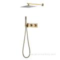 Gold Minimalist Wall-Mounted Shower Faucet